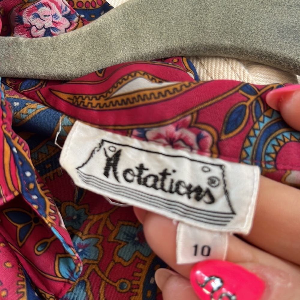 Vintage Notations Silk Blend Button Down Blouse - image 5